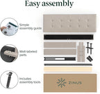 ZINUS Ibidun Upholstered Platform Bed Frame, Mattress Foundation, Wood Slat Support, No Box Spring Needed, Eco Friendly WonderBox (TM), Easy Assembly, Soft Beige, King
