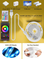 Led Lights for TV for 32-80 Inch, 20ft TV Led Backlight, RGB Led Strip Lights Music Sync Color Changing, USB Light Strip with Remote, App Control Led Lights for Bedroom, Gaming Accessories