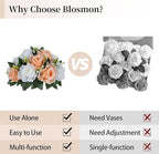 BLOSMON Flower Balls for Wedding Centerpieces: 10pcs Peach Fuzz 9.5 Inch Fake Rose Kissing Ball Decor Artificial Floral Arrangements Silk Bouquet with Base Home Party Room Table DIY Decorations