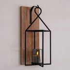 Homemory Wall Candle Sconce, Wood Rustic Candle Holder Decorative Candle Lantern with Glass Holder, Wall Decorations for Living Room, Dining Room