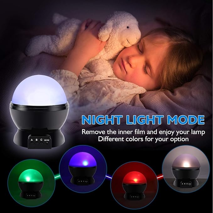 Night Light for Kids, Kids Night Light Nebula 360 Degree Rotation - 4 LED Bulbs 12 Light Color Star Projector Changing with USB Cable, Romantic Gifts for Men Women Children