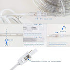 50ft/15m Plug in LED Rope Lights, 540 Warm White LEDs, 110V, Waterproof, Connectable,Power Socket Connector Fuse Holder, Indoor/Outdoor Use, Ideal for Backyards, Decorative Lighting