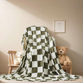 Checkered Throw Blanket,Premium Lightweight Anti-Static 50x60 Inches Travel Size Sage Green Throw Blankets for Couch, Sofa, Chair, Bed, Camping, Picnic,Sage Green