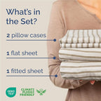 King Size 4 Piece Sheet Set - Comfy Breathable & Cooling Bed Sheets Set - Hotel Luxury Bedding for Women, Men, Kids, Teens, Boys & Girls - Deep Pockets, Soft, Wrinkle Free - Oeko-Tex - Beige Stripes 2