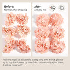 Auihiay 64 PCS Full Hydrangea Flowers, Silk Hydrangea Artificial Flowers Heads with Stems, Artificial Flowers for Wedding, Garden, Baby Shower, Party, Outdoor Indoor Decoration (Light Peach)