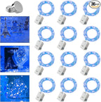 36 Pack Fairy Lights Battery Operated, 3 Speed Modes, Extra 40 Batteries for Replacement, 7Ft 20 LED Mini String Lights, Waterproof Copper Wire, Twinkle Firefly Lights for Christmas Decorations,Blue