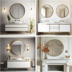 Gold Round Mirror, 24 inch Circle Mirror, Gold Metal Frame Bathroom Mirrors, Round Wall Mounted Mirrors for Bathroom, Hallway, Living Room, Bedroom.