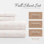 Linen Market Patterned Microfiber Full Sheet Set 4 Piece – Oeko-TEX Certified Ultra Soft & Wrinkle-Free - 16" Deep Pocket Sheets - Easy Care Full Size - Classic in Pink