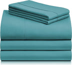 LuxClub 5 PC Split King Sheet Set, Breathable Luxury Bed Sheets, Deep Pockets Wrinkle Free Cooling Sheets Machine Washable Hotel Bedding Silky Soft - Teal Split King