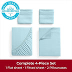 Mellanni Extra Deep Full Sheets - 4 PC Iconic Collection Bedding - Hotel Luxury, Ultra Soft, Cooling Bed Sheets - Wrinkle, Fade, Stain Resistant (Full, Aqua)