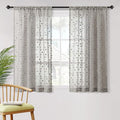 MYSKY HOME Grey Sheer Short Curtains with Pom Pom for Small Windows Bedroom Nursery Kids Girls Room Curtains Cafe Kitchen Light Filtering Boho Drapes, Rod Pocket,52 x 54 Inches, 2 Panels