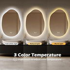 LED Light Bathroom Mirror 22x32, Stepless Dimmable Irregular Backlit Mirror with 3 Colors, Anti-Fog, Memory, Al-Alloy Lampshade, Frameless Makeup Mirror for Bathroom (Horizontal/Vertical)