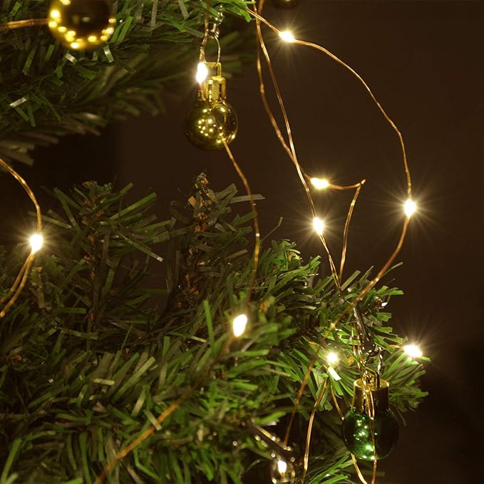 4 Pack 50 LED Warm White Battery-Powered Mini Christmas Fairy Lights, 16.4 FT Flexible Copper Wire, Indoor/Outdoor, LED, Battery Operated