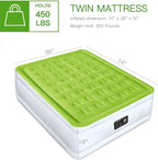 YENING Twin Size Air Mattress with Built in Pump Raised Single Inflatable Bed Blow up Mattressith Camping Airbed 18 Inch Tall