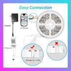 TJOY 65.6ft Kids Bluetooth LED Strip Lights, Music Sync Tape Lighting RGB Color Changing Lighting with Penguin Style Remote, APP Control, LED Lightis for Bedroom, Room DIY (APP+Remote+Mic)