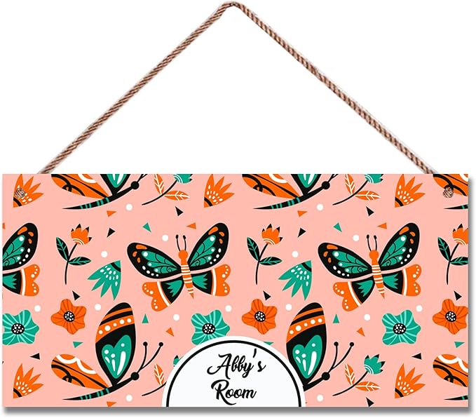 Personalized Butterfly Sign For Girls Room Boys Bedroom Custom Name Funny Theme Kids Toddler Baby Nursery Door Plaque Wall Art Decor For Little Man Cave