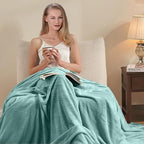 Fleece Blankets for All Season - Premium Lightweight Anti-Static Throw for Twin/Twin XL Size Bed Extra Long Soft Brush Fabric Warm Sofa Thermal Blanket 66" x 90"(Sage Green)