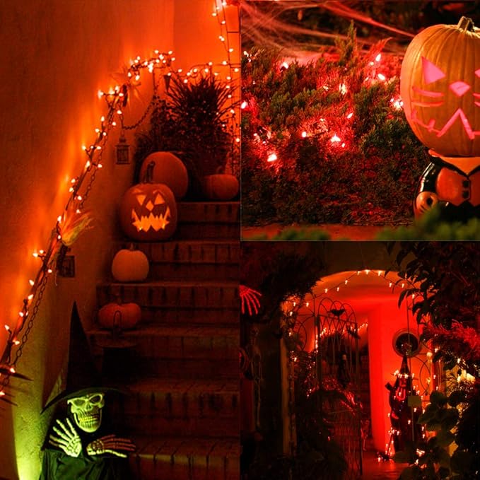 Twinkle Star, 200 LED Indoor Outdoor String Light 66 ft for 8 Modes Waterproof for Indoor Outdoor Christmas Tree Wedding Party Bedroom Orange