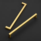 Ravinte 10 Pack Solid Kitchen Cabinet Handles Gold Slim Drawer Pulls with 7-1/2 Inch Hole Center Square Bar Kitchen Cabinet Hardware Brushed Brass Cupboard pulls