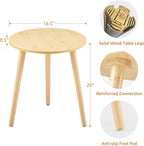 Apicizon Small Round Side Table, Modern Light Wood Side Table Bedside Nightstand End Table for Small Spaces, Bedroom, Living Room, 16.5 x 20 Inches, Natural