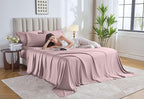 Pure Bamboo King Sheets, Genuine 100% Organic Viscose Derived from Bamboo Bed Sheet Set, Luxuriously Soft & Cooling, Double Stitching, Lifetime Quality Promise (King, Dusty Pink)