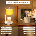 Candle Warmer Lamp with Timer, Dimmable Candle Wax Warmer, Height Adjustable Electric Candle Lamp Warmer with 2 Bulbs, Gifts Idea for Women Her, Mom, Vintage Home Decor for Bedroom-Yellow