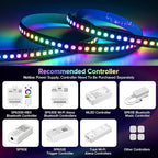 SEZO WS2812B LED Strip Light 3.3FT/1M 144LEDs/m Individually Addressable Programmable 5050SMD Digital RGB Alloy Wires Flexible Dream Color IP30 Non-Waterproof PCB Black DC5V