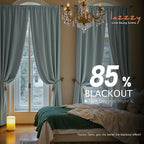 Lazzzy Velvet Blackout Curtains Thermal Insulated Room Window Drapes Super Soft Luxury Curtains for Living Room Bedroom Rod Pocket 2 Panels, Misty Blue, 52" W x 84" L