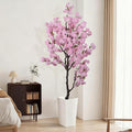 Artificial Pink Cherry Blossom Tree 7ft(83in) Tall Fake Silk Leaves Indoor Decor Handmade Lifelike Sakura Tree for Wedding Realistic Cherry Plant in Pot for Home Living Room,Office,Outdoor Decor