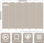 6 Panel Room Divider,6Ft Folding Privacy Screen,Tall - Extra Wide Foldable Panel Partition Wall Divider with Diamond Double-Weaved Hand-Woven Design Room Screen Divider