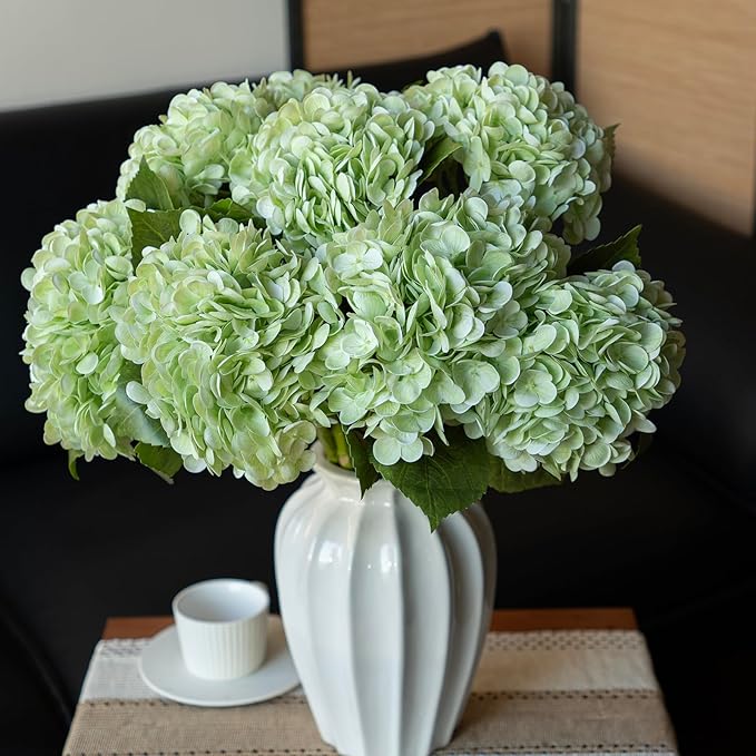 4Pcs 22 inch Lifelike Artificial Hydrangea,2 White & 2 Light Green Large Real Touch Flowers Artificial Flowers Dry Flowers Outdoor Wedding Christmas Office Family Party Living Room Table Deco