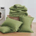 Love's cabin Full Comforter Set Olive Green, 7 Pieces Full Bed in a Bag, All Season Bedding Sets with 1 Comforter, 1 Flat Sheet, 1 Fitted Sheet, 2 Pillowcase and 2 Pillow Sham