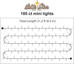 Brite Star 100 Count Mini String Christmas Lights, Multi - 22 feet Indoor/Outdoor Christmas Tree Lights with Green Wire (Set of 2)