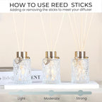 4Pcs Reed Diffuser Set with Metal Golden Decoration, 4.2oz Empty Reed Diffuser Bottles with 20Pcs Reed Diffuser Sticks, Unique Design Bottles for Home and Office(Cylinder)