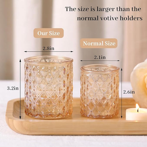 12Pcs Large Votive Candle Holders 2.8 * 3.2in Gold Tea Light Candle Holders Glass Candle Holder for Wedding, Bridal Shower, Table Centerpiece, Party, Home Decor