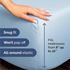 Queen Size 4 Piece Sheet Set - Comfy Breathable & Cooling Bed Sheets Set - Hotel Luxury Bedding for Women, Men, Kids, Teens, Boys & Girls - Deep Pockets, Soft and Wrinkle Free - Oeko-Tex - Light Blue