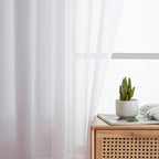 Aiyufeng 2 Piece White Sheer Curtains 63 Inch Length, Light Filtering Kitchen Curtain for Small Window, Voile Top Dual Rod Pocket, 2 x 40 W x 63" L