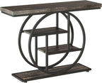 Tribesigns 41.3" Console Table, Industrial 4-Tier Sofa Table Entryway Table with Circle Base, Narrow Wood Accent Tables with Storage Shelves for Living Room, Hallway, Foyer, Charcoal Black