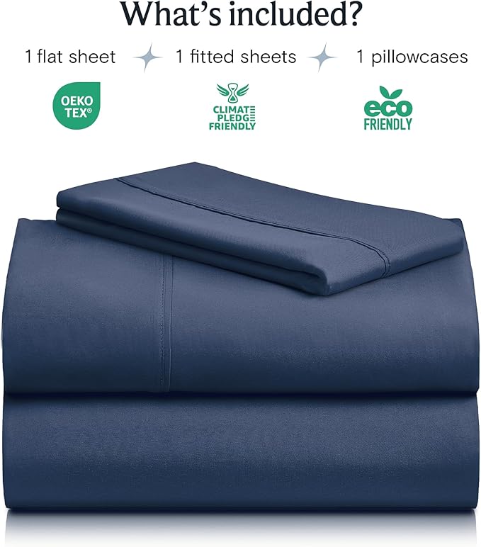 LuxClub Twin Sheets - Soft Kids Bed for Boys and Girls, 3 PC Deep Pockets Wrinkle Free Fitted Machine Washable Hotel Bedding Silky Soft- Navy