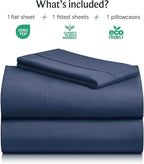 LuxClub Twin Sheets - Soft Kids Bed for Boys and Girls, 3 PC Deep Pockets Wrinkle Free Fitted Machine Washable Hotel Bedding Silky Soft- Navy
