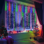Aukora Christmas Lights Outdoor, 24 Tubes 576 LEDs Meteor Shower Light, Icicle Snow Falling Rain Lights for Xmas Tree Christmas Decorations Wedding Party Holiday Garden Decor, UL Plug (Multicolor)