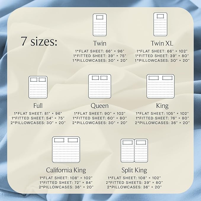 LuxClub 5 PC Split King Sheet Set, Breathable Luxury Bed Sheets, Deep Pockets Wrinkle Free Cooling Sheets Machine Washable Hotel Bedding Silky Soft - Sky Split King