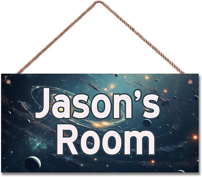 Personalized Universe Sign Funny Galaxy Themed For Kids Room Boys Bedroom Door Decor,Custom Name Fantasy Stars Wall Decor Decorative Plate for Nursery Girls Room
