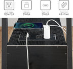 HOOBRO End Table with Charging Station, Narrow Side Table with 2 Drawer & USB Port & Power Outlets, Nightstand for Small Spaces, Stable and Sturdy, for Living Room, Bedroom, Black BK541BZ01
