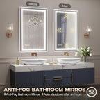 LED Bathroom Mirror, 24“x32“ Lighted Bathroom Mirror with Metal Framed, Extremely Bright LED Mirror for Bathroom, 3 Colors Dimmable, Anti-Fog, Memory, Wall Mounted Lighted Vanity Mirror