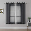 KEQIAOSUOCAI 63 inches Long Living Room Sheer Curtains - Eyelet Top Voile Sheer Draperies Privacy for Villa, W 54 by L 63 inch Length, 2 Panels,Jet Black