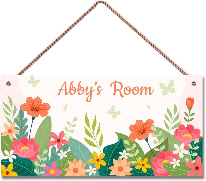 Personalized Planet Sign Funny Flowers Themed For Kids Room Boys Bedroom Door Decor,Custom Name Wall Art Decor Decorative Plate for Girls Room Nursery Little Man Cave