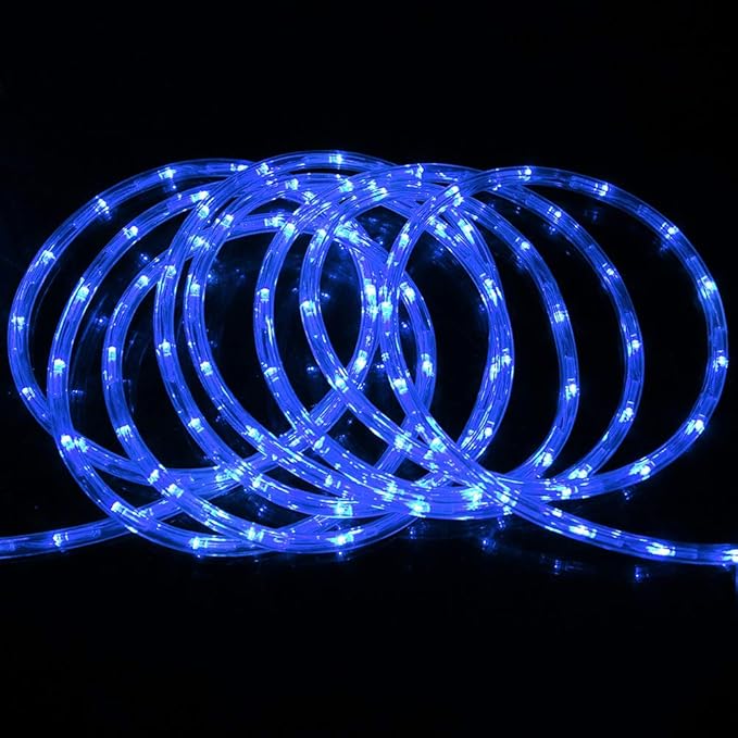 50ft 360 LED Waterproof Rope Lights, 110V Connectable Indoor Outdoor Blue Rope Lights for Outside, Deck, Patio, Pool, Camping, Bedroom Decor, Landscape Lighting and More (Blue)