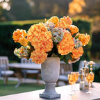 Auihiay 64 PCS Full Hydrangea Flowers, Silk Hydrangea Artificial Flowers Heads with Stems, Artificial Hydrangea Flowers for Wedding Centerpieces, Home, Garden, Baby Shower Decoration (Orange)
