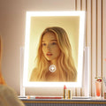 15.2" Lighted Makeup Mirror Hollywood Vanity Mirror with Lights, Three Color Modes,Detachable 10X Magnification Mirror, Smart Touch Control, 360°Rotation White